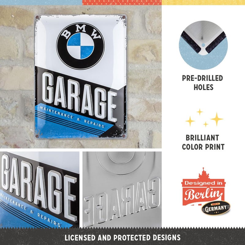 Nostalgic Art Nostalgic-Art Retro Tin Sign, 11.8" x 15.7", official license product (OLP), BMW â€“ Garage â€“ Gift idea for car accessoires fans, Metal Plaque, Vintage design for decoration - Image 2